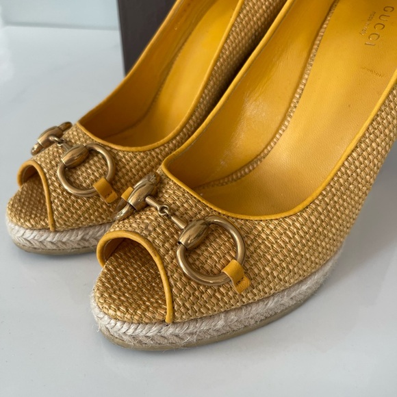 AUTHENTIC GUCCI YELLOW WEDGES - Picture 12 of 15